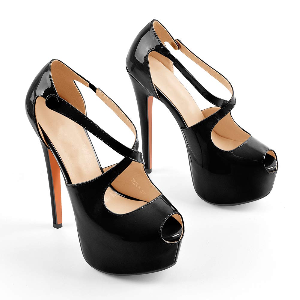 160mm Women's Platform Peep Toe Stiletto Ankle Crisscross Strap High Heeled Sandals-vocosishoes