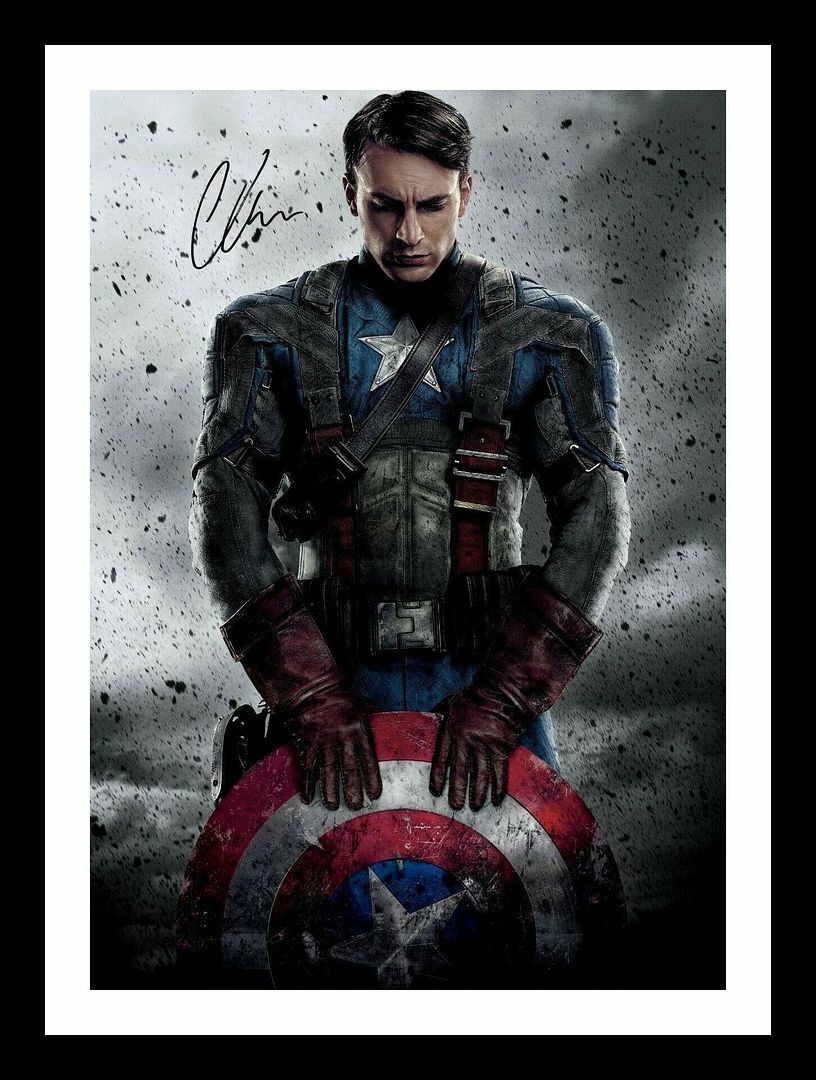 Chris Evans - Captain America Autograph Signed & Framed Photo Poster painting