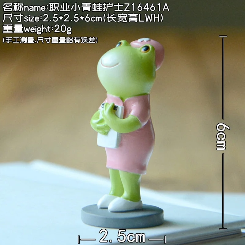 Lovely Occupation Character Frog Ornament Doctor Nurse Chef Fireman Action Figure Desktop Decor Mini Figurine Dolls Children Toy