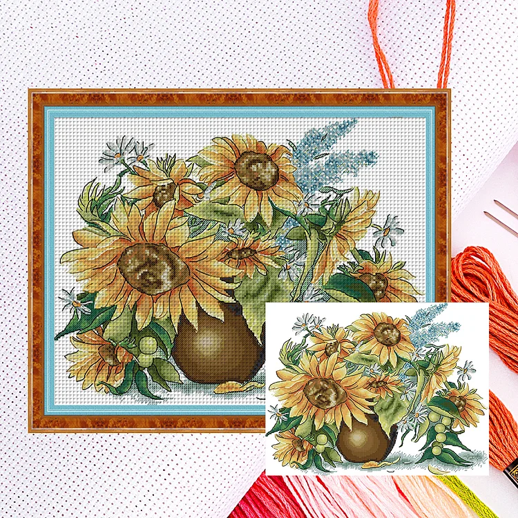 Joy Sunday-Sunflower Bouquet 3 41*34cm(Canvas) 14CT Counted cross stitch gbfke