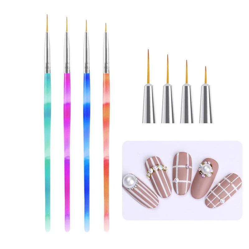 3pcs/Set Nail Brush Nail Art Acrylic Liquid Powder French Stripes Lines Liner Painting Design Brush Dotting Picking Pen Tool-Nail Inspo