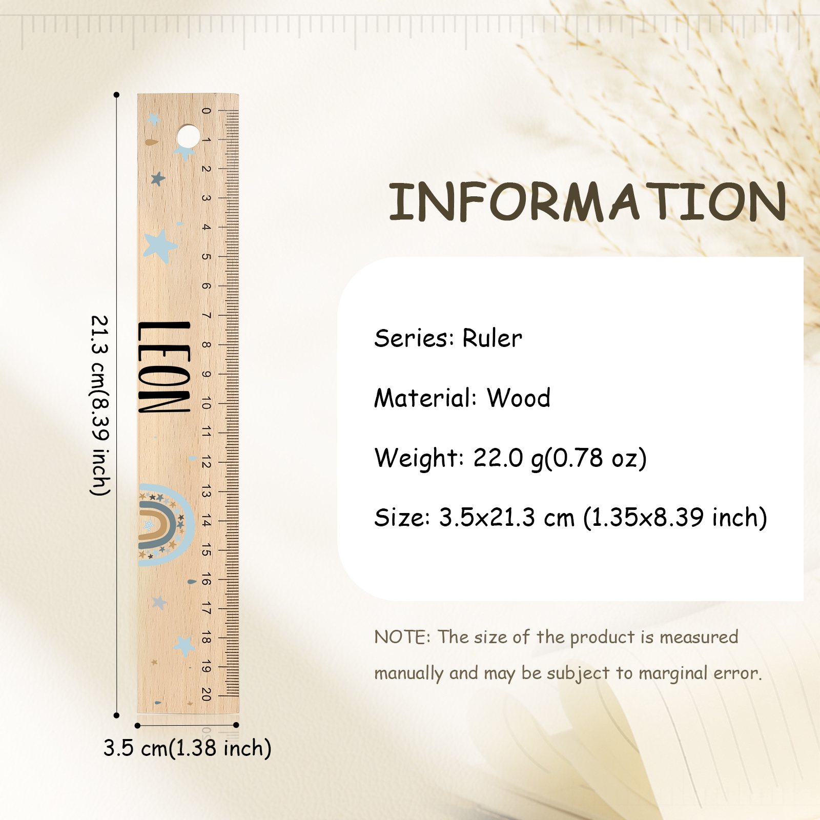 Custom 1 Name Ruler Wooden Ruler Back To School Gift for Boys Girls-Jessemade AU