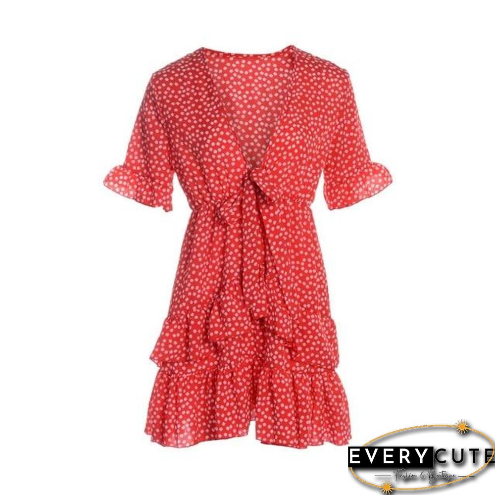 Floral Ruffle Short Mini Dress