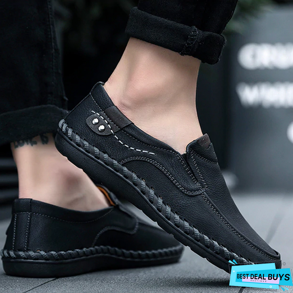 Split Leather Men's Loafers Shoes Breathable Driving Oxfords Shoes Flats Moccasins Shoes