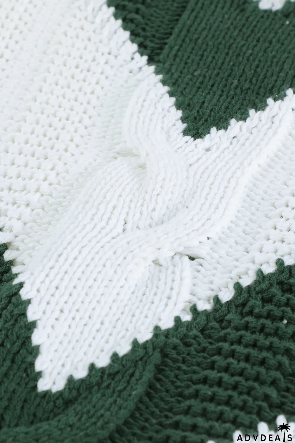 Green Color Block Drop Shoulder Oversize Sweater