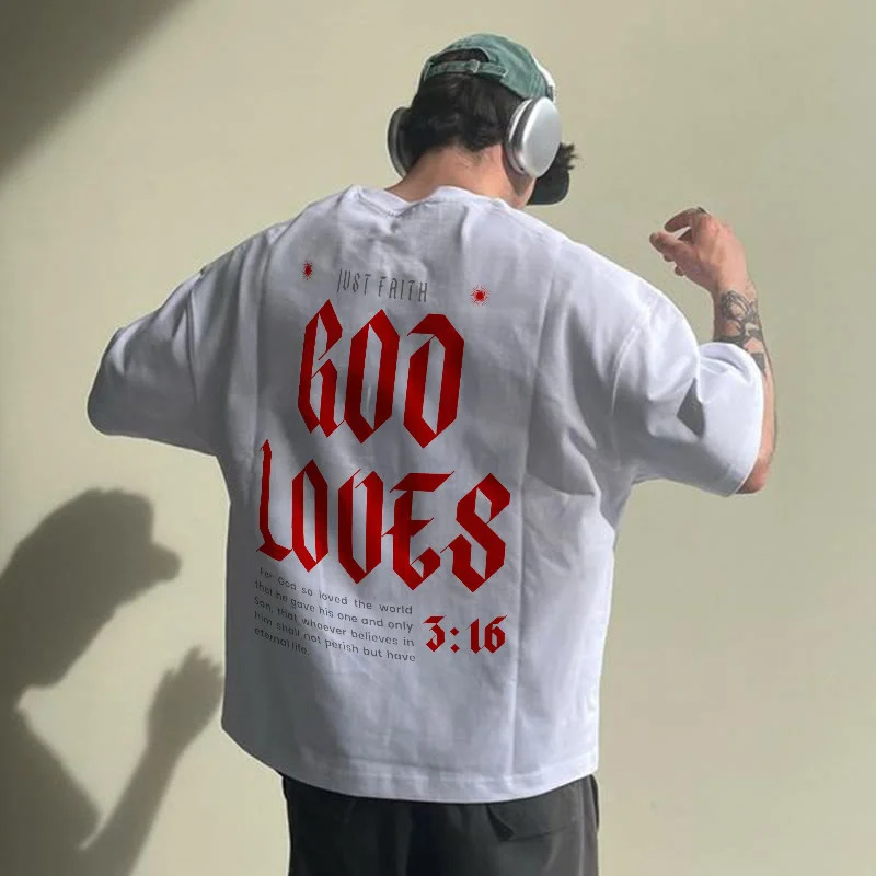 Outletsltd God Loves Print Short Sleeve T-shirt