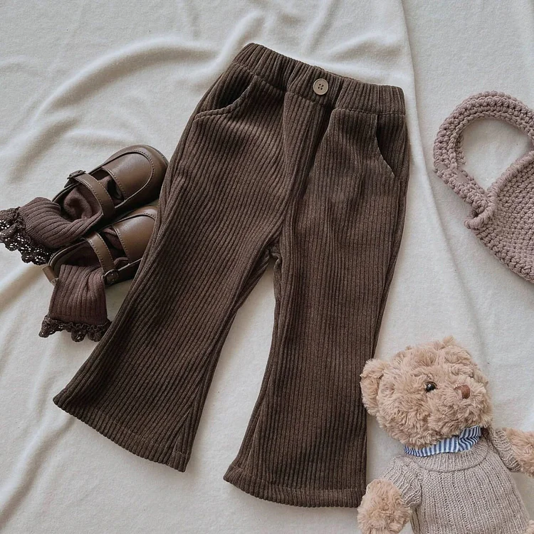 Toddler Solid Color Corduroy Bell-bottomed Pants