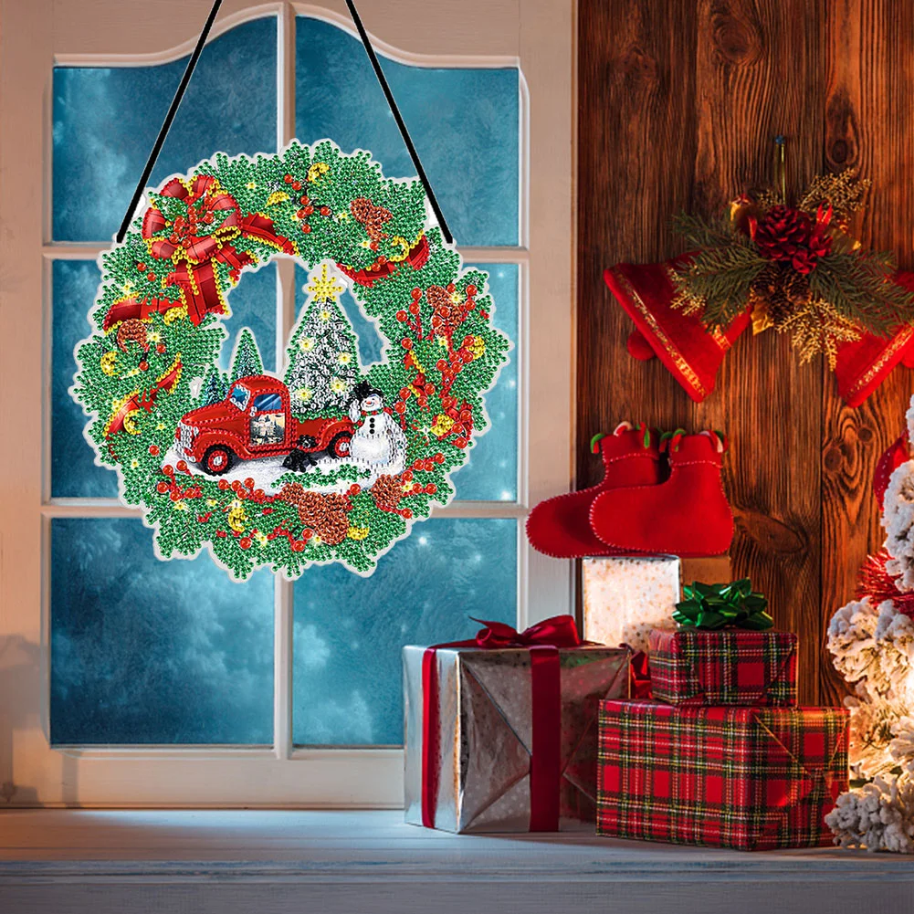 25cm DIY Christmas Wreath Art Acylic Crystal Rhinestone Hanging Crafts