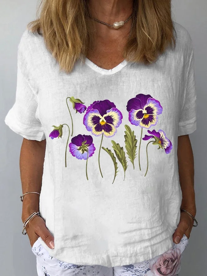 Women's Purple Flower Alzheimer's Awareness Support Shirt