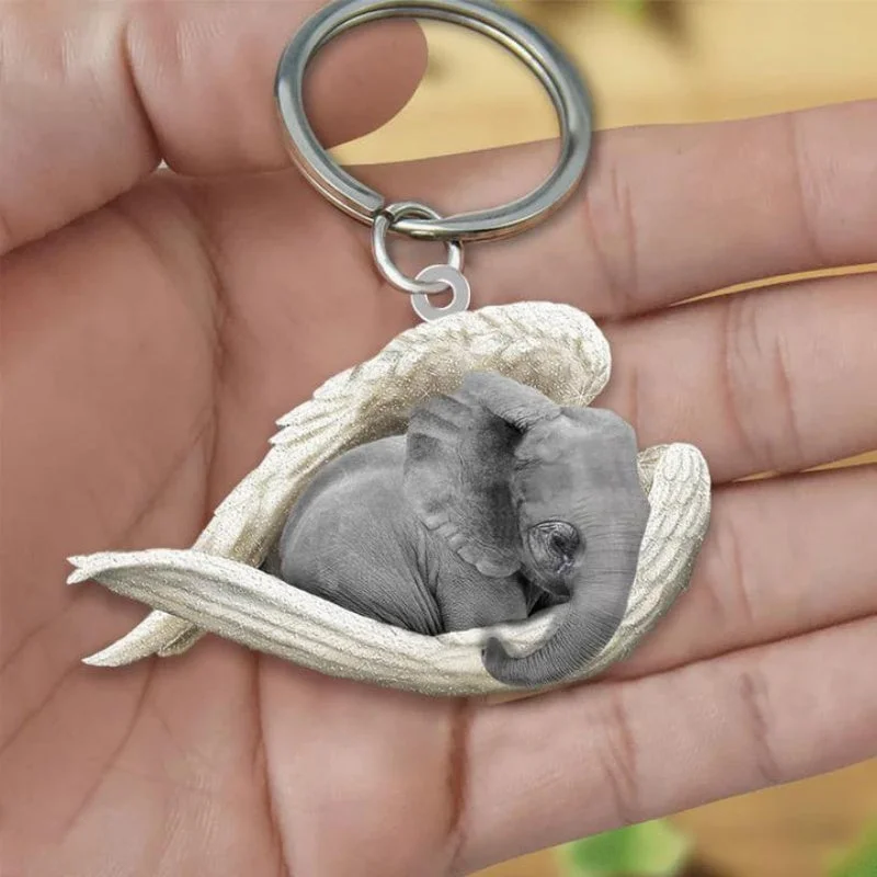 VigorDaily Sleeping Angel Acrylic Keychain Elephant SA192