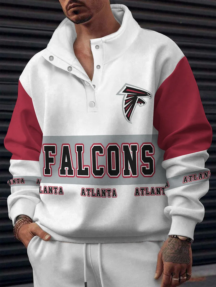 Atlanta Falcons  2025 New Design Casual Snap  Mockneck Pullover Sweatshirt