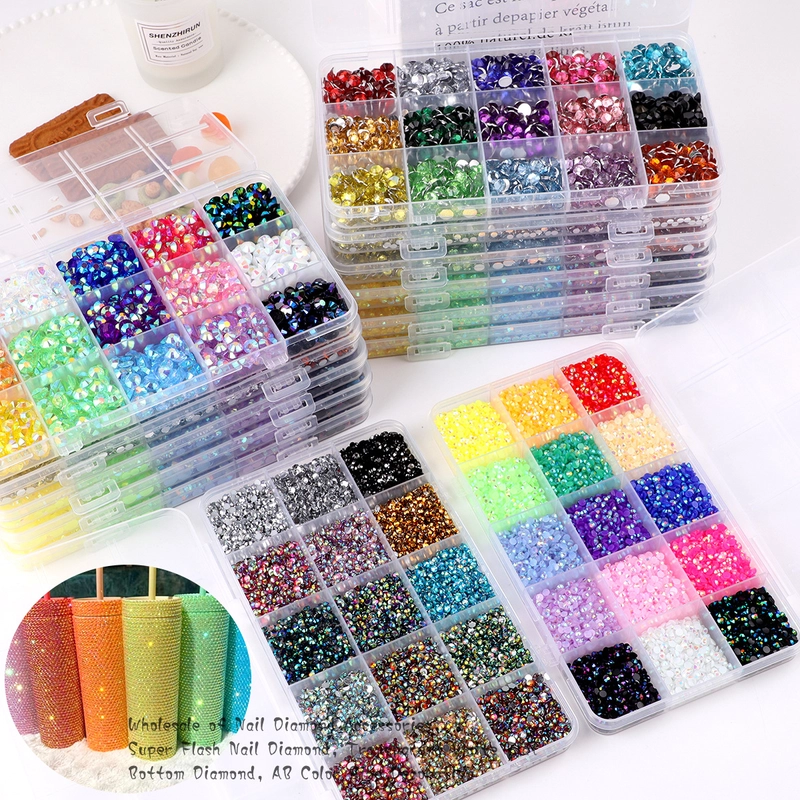 15 Color Resin Bottoming Drill Color AB Diamond Mixed Color Acrylic Diamond Handmade DIY Stick-on Crystals Large Transparent Rhinestone Jewelry Suit
