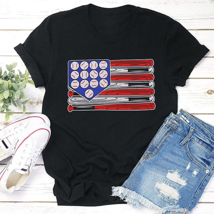 AL™ Softball American flag independence Day T-shirt Tee - 02142