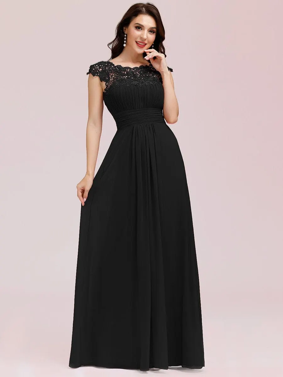 Sophisticated Lace Detail Evening Gown