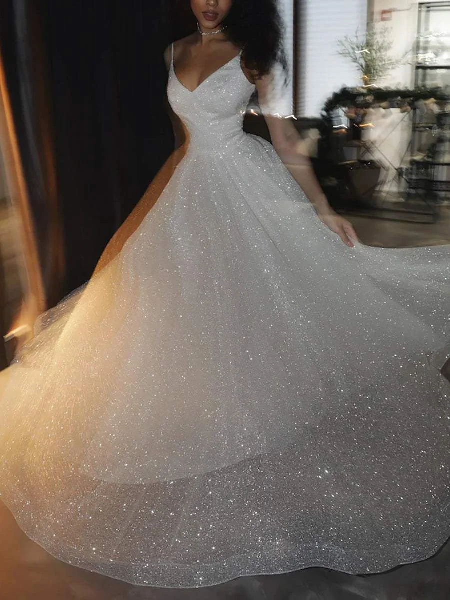 Deep v neckline Open back dress