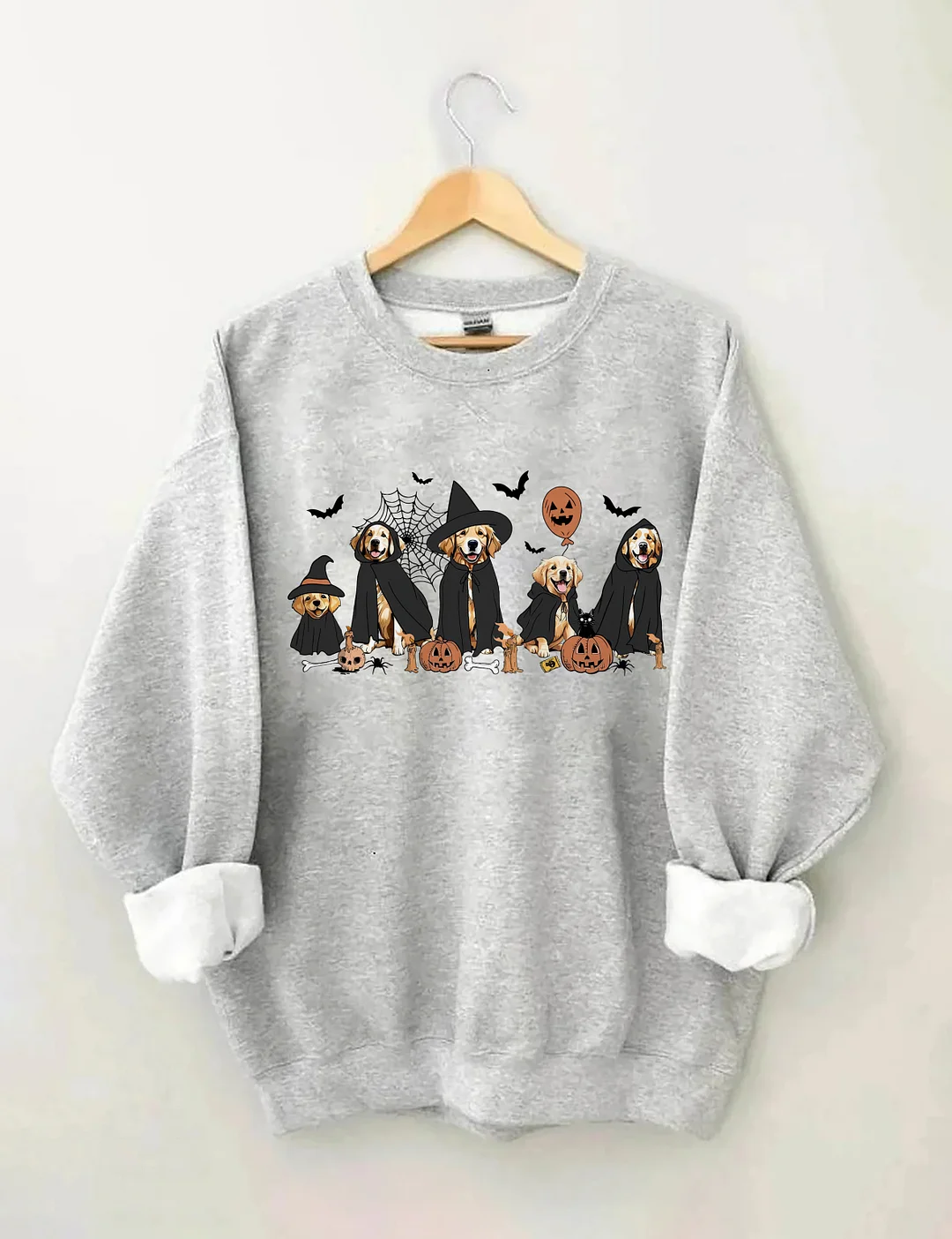 Ghost And Witch Golden Retriever Halloween Sweatshirt
