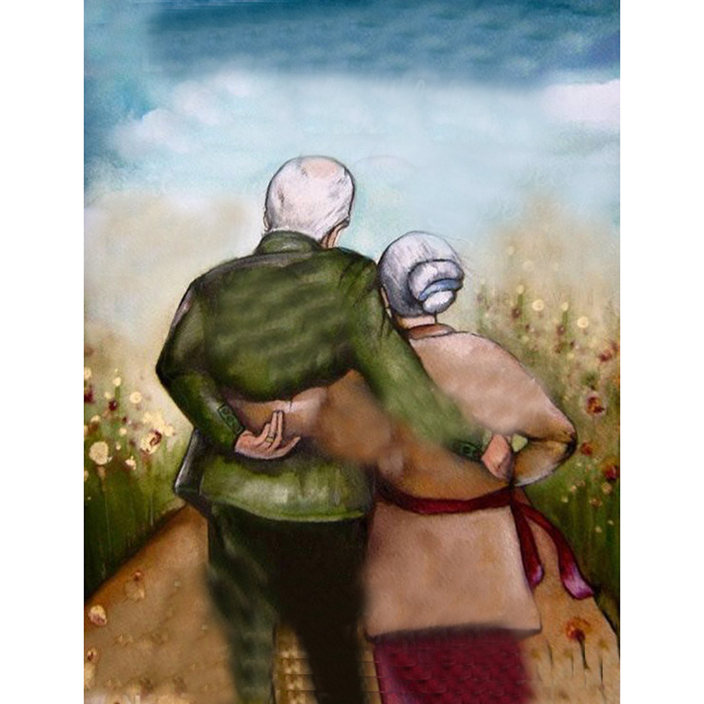 

30*40CM-Round Drill Diamond Painting-Old Couple, 501 Original