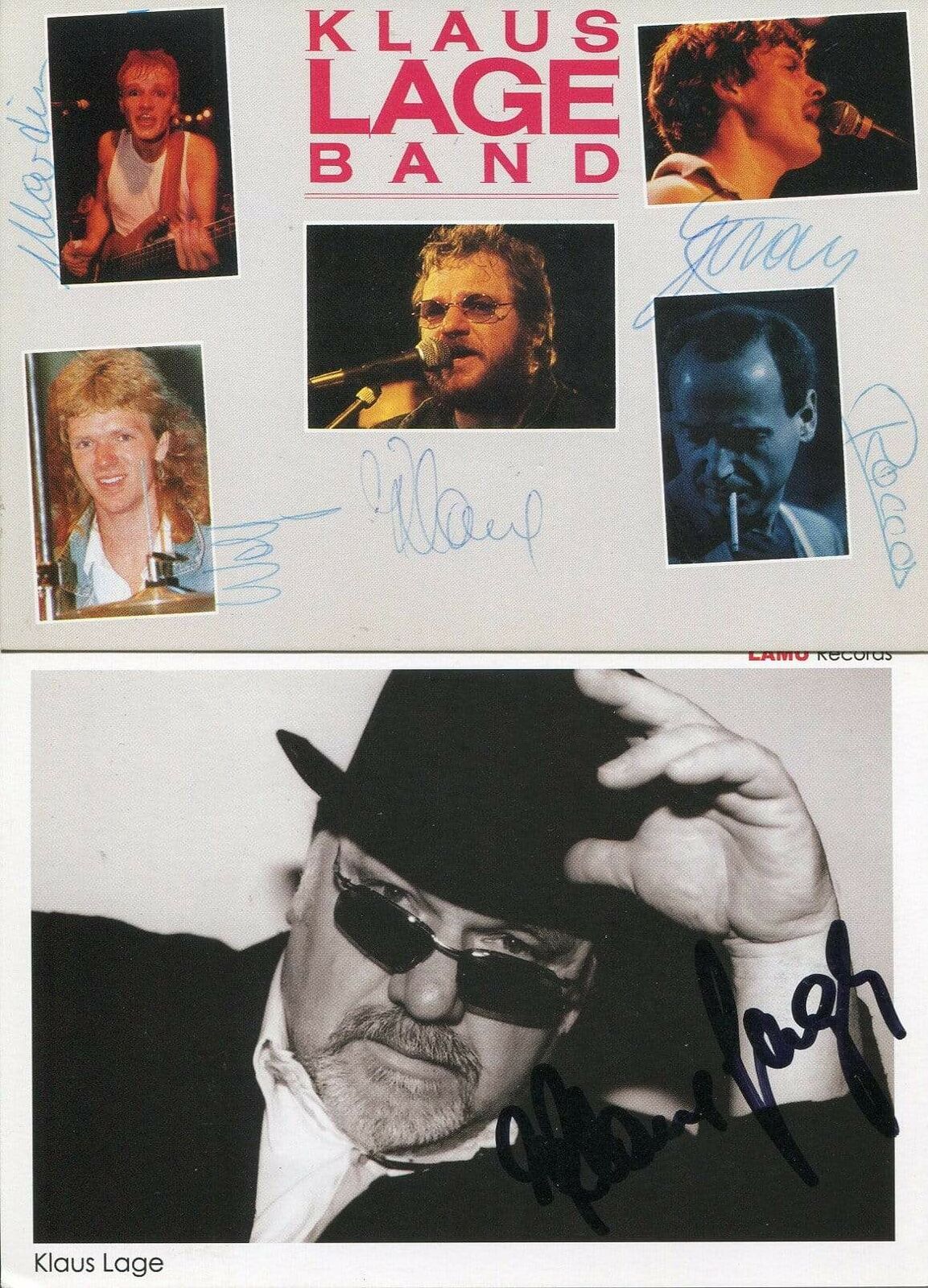 Klaus Lage Band autographs, German music band, two signed Photo Poster paintinggraphs