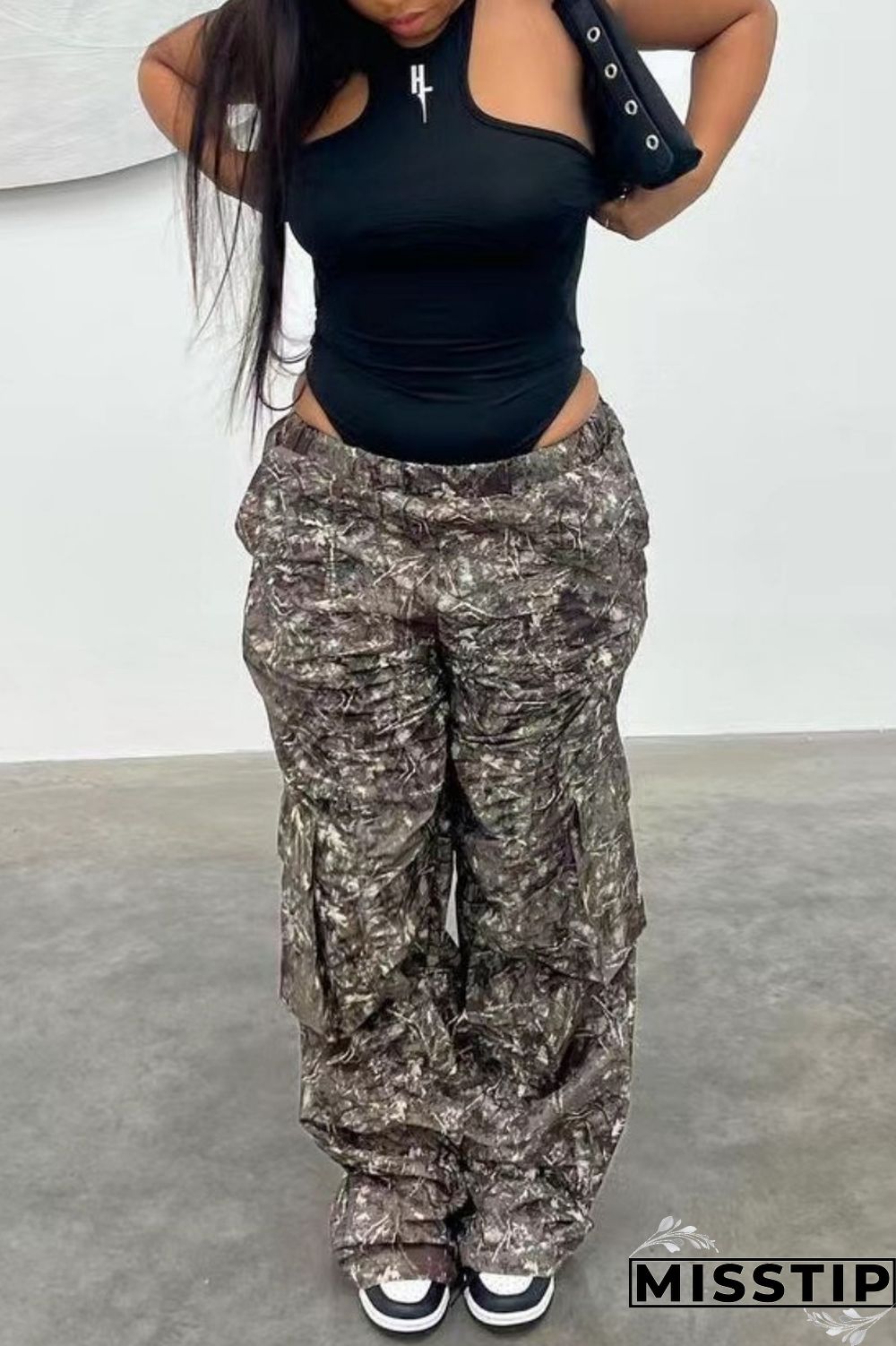 Multicolor Casual Print Patchwork Regular High Waist Conventional Full Print Trousers