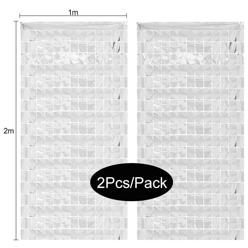 2Pack Party Backdrop Metallic Foil Fringe Tinsel Curtain Adult Kids Birthday Party Wedding Decoration Baby Shower Favor Supplies