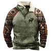 Men's Outdoor Ethnic Print Raglan Sleeves Polo Sweatshirt by Inlyline