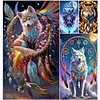 (Grande Taille) Attrape-r&ecirc;ves loup-pleine peinture diamant rond-40*70cm