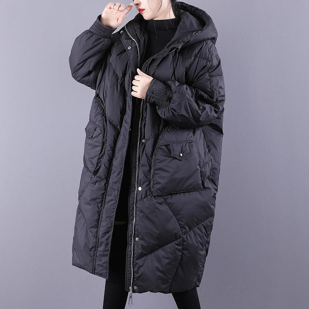 Fitaylor Winter Loose Hooded Long Jacket Women 90% White Duck Down Coat Hight Quality Bread Parka Thick Warm Splicing Outwear