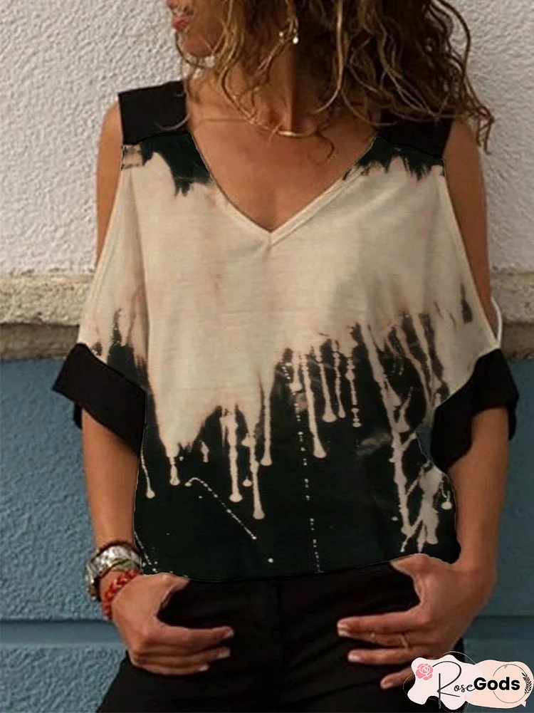 Ombre/Tie-Dye Casual Sleeveless Tops