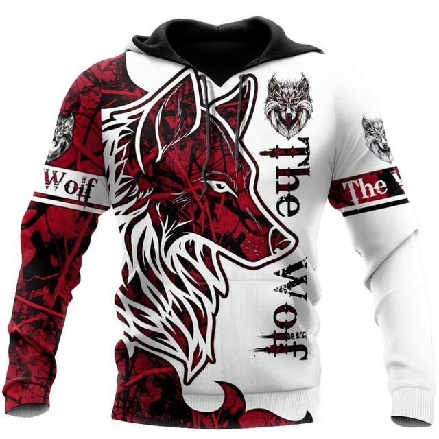 Wolf 3D Print Men's Street Sweatshirt Hoodie-VESSFUL