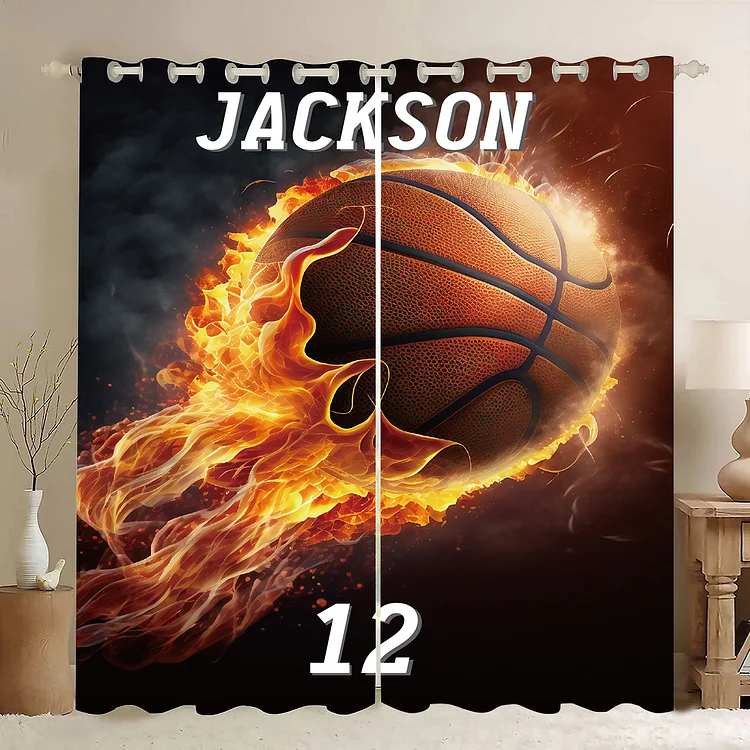 Personalized Kids Basketball Window Curtain|C15