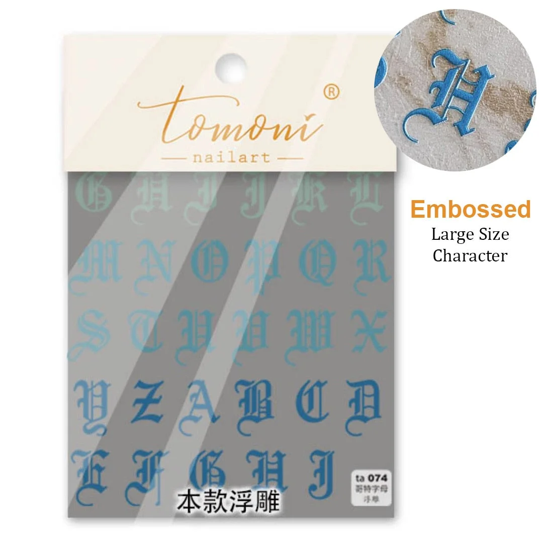 Roman style Typography Art Sticker High Quality 3D Engraved Nail Stickers Nail Art Decorations Nail Decals Design-Nail Inspo