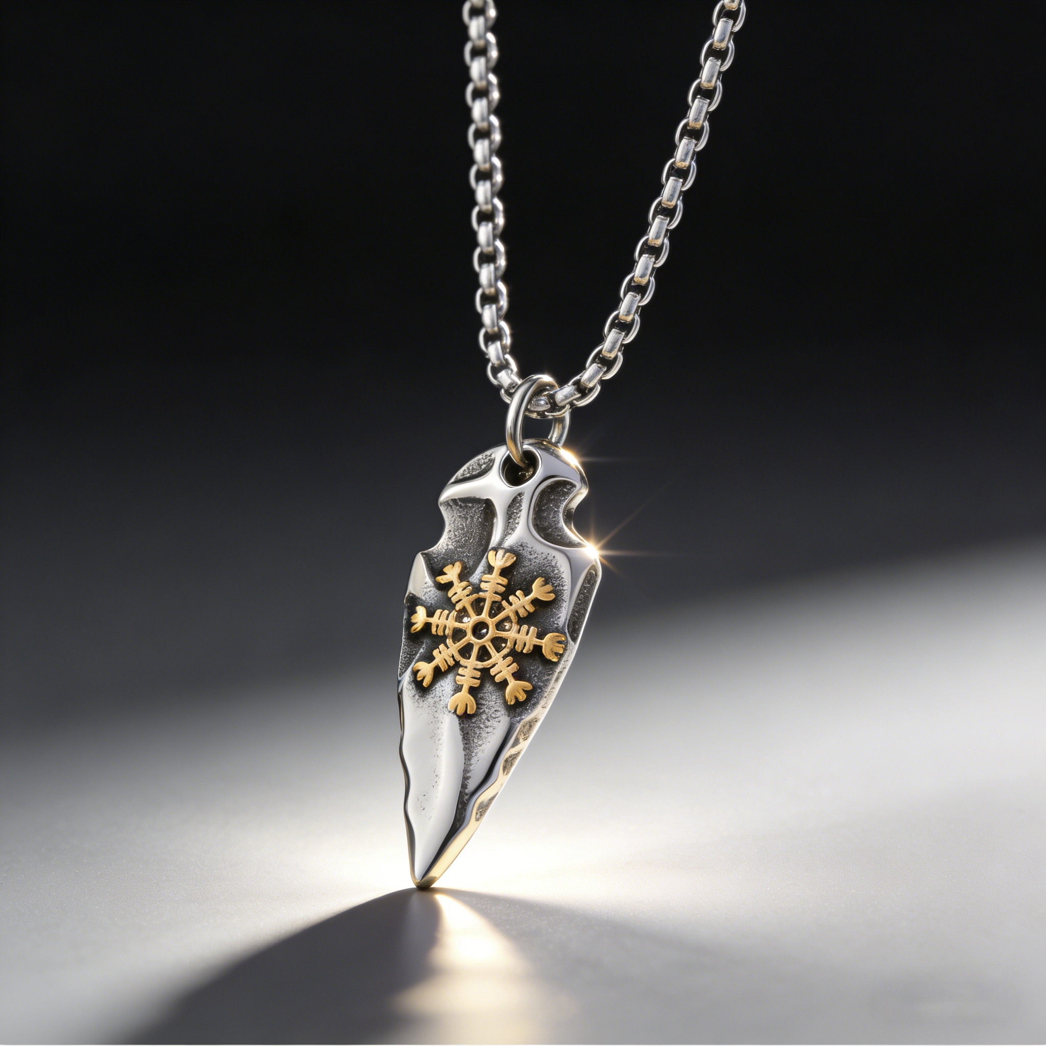 Stainless Steel Viking Compass Arrowhead Necklace