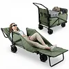 [US Local Warehouse] 2-in-1 Wagons Carts Foldable 440lbs Capacity Folding Chair Cart with All-Terrain Wheels Beach Wagon for  Sports Garden Camping (Green)