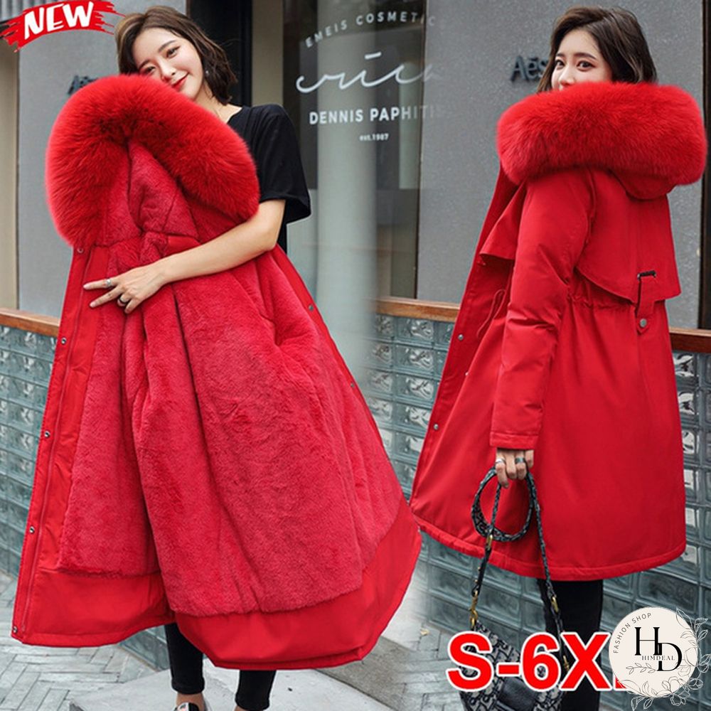 New cotton liner parker parka fashion adjustable waist fur collar winter jacket women