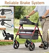 Soundfuse Bariatric Walker for Seniors with Extra Wide Seat, 500lb Heavy Duty Rollator Walker,  Handle & Seat Height Adjustable, Foldable Rolling Walkers with 8" All-Terrain Wheels