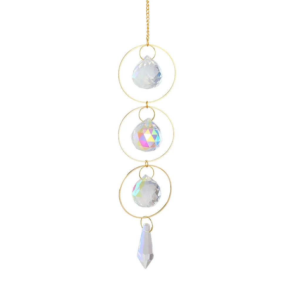 1/5pcs Hanging Moon Sun Heart Ball Light Catcher Crystal Outdoor Wind Chime