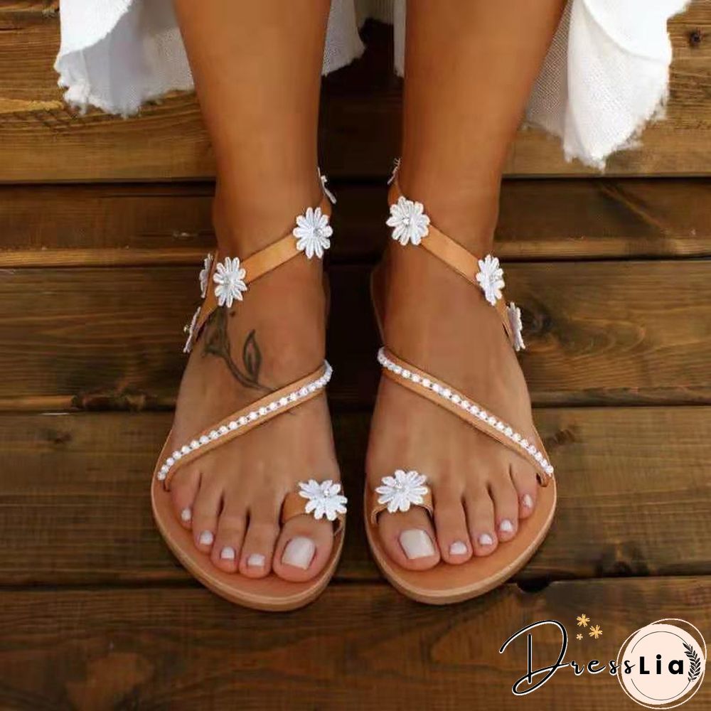 White Lace Sandals Women Flip Flops Flat Sandals Women Bohemia Beach Shoes Women Plus Size Summer Fashion Woman WSH3628