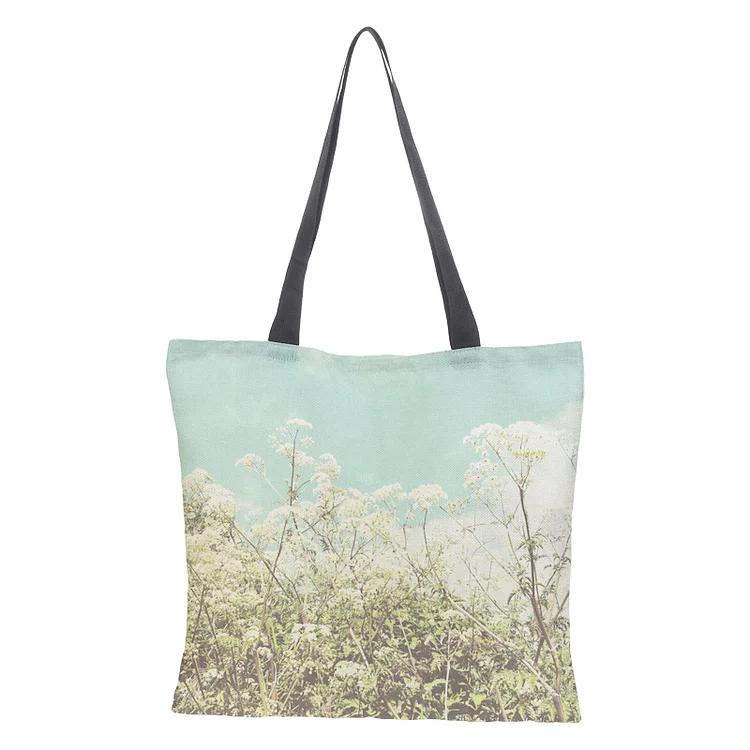 Linen Eco-friendly Tote Bag - Flower