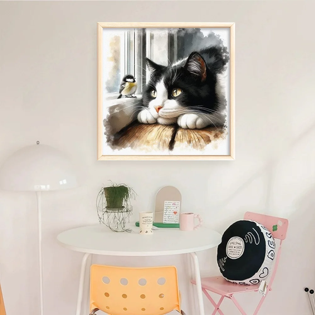 11CT Full Stamped Cross Stitch - Cat And Bird (40*40cm)