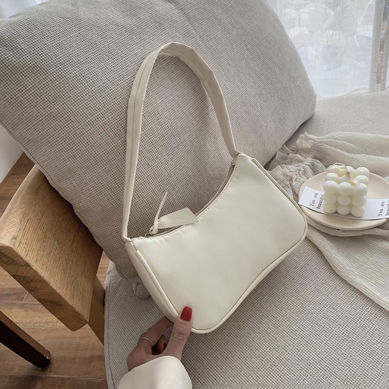 Soft PU Leather Women Purple Underarm Bag Retro Solid Color Ladies Handbags Fashion Design Girls Small Shoulder Bags US Mall Lifes