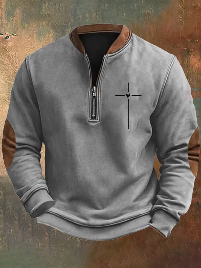 Men's Christian Cross Faith Print Sweatshirt