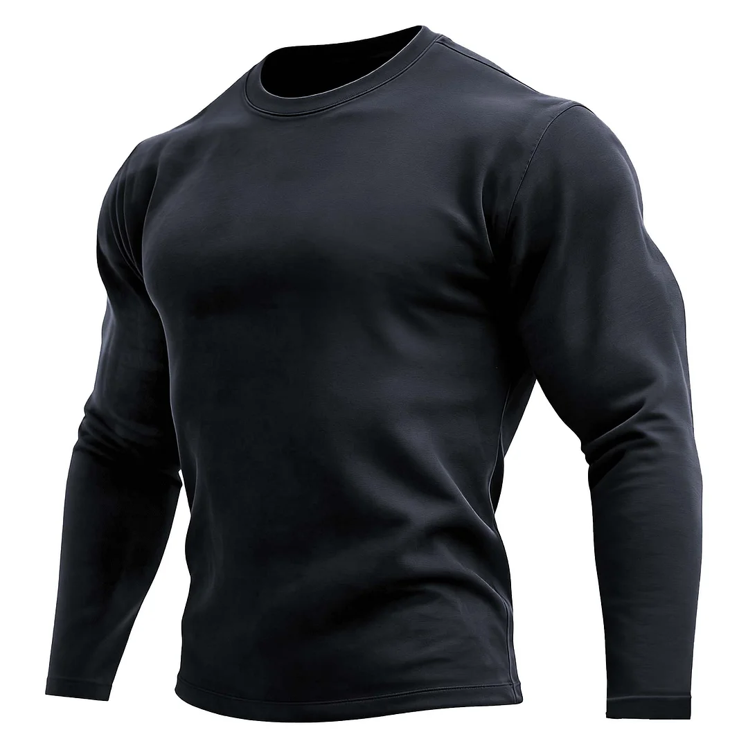 Men's Vintage Solid Color Crew Neck Long Sleeve T-Shirt