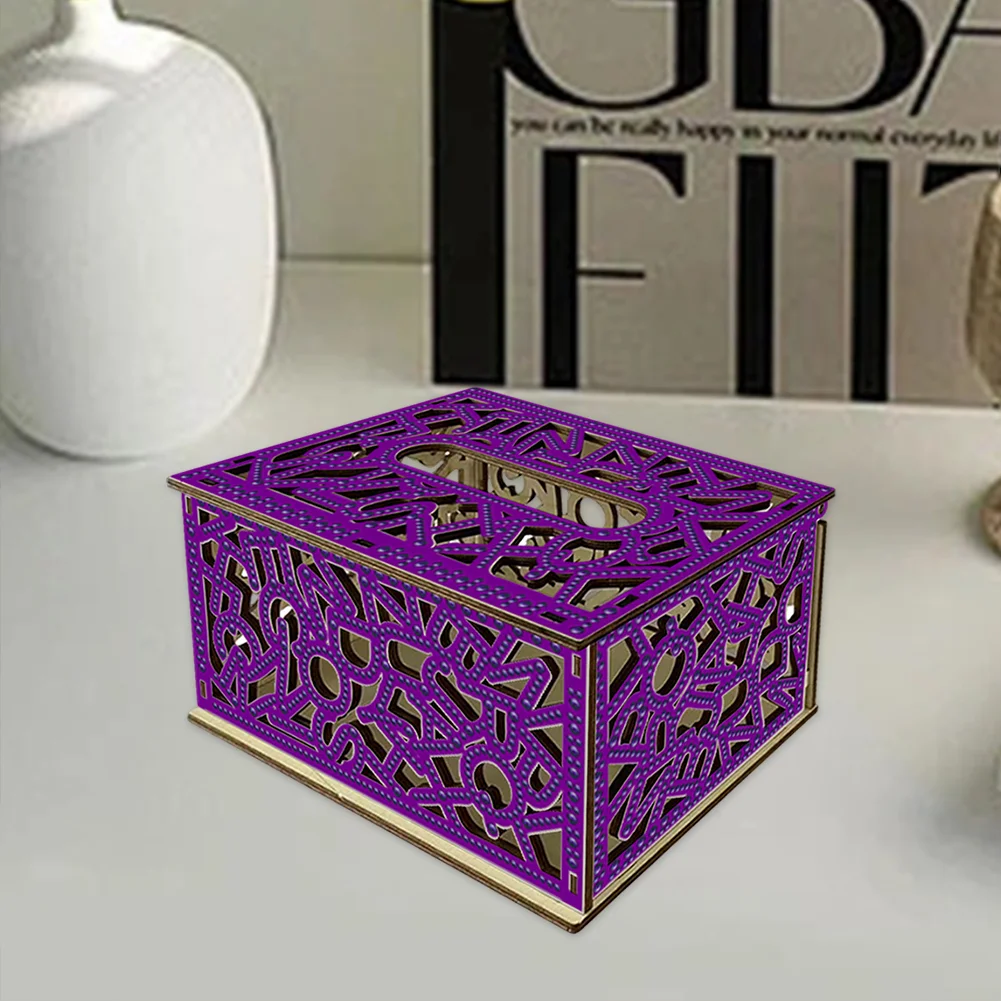 Diamond Painting Paper Towel Holder Napkin Dispenser for Beginners (Purple)