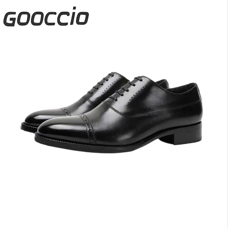 NJ198 Calf-Skin Round-Toe Oxford Shoes For Men GOOCCIO   