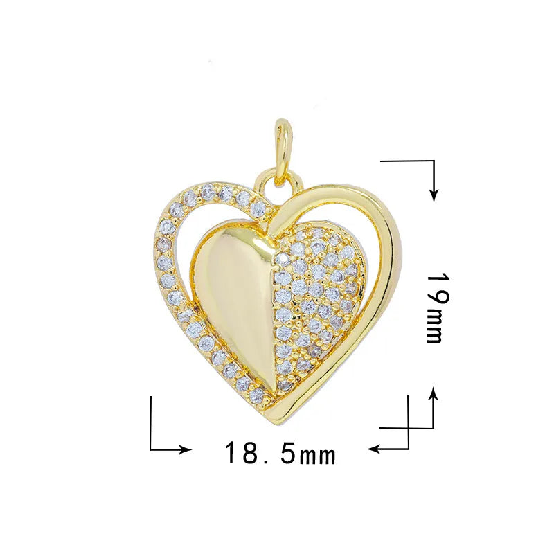 1 Piece 18*20.5mm 19*33mm Copper Zircon Star Moon Heart Shape Pendant