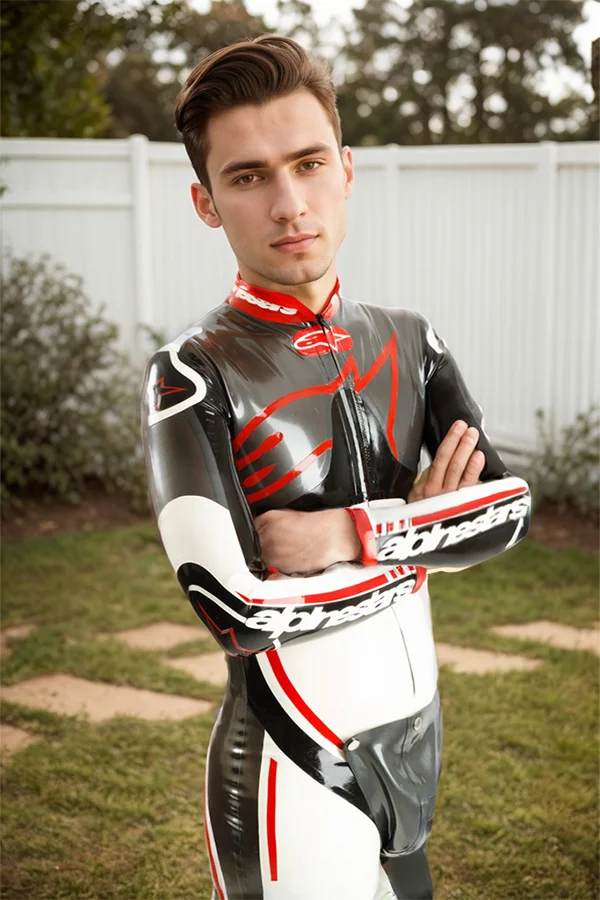 Men Latex Catsuits Biker Codpieceex Transparent