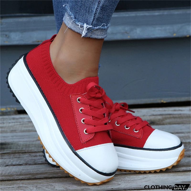 New Mesh Lace-up Outdoor Non-slip Platform Shoes