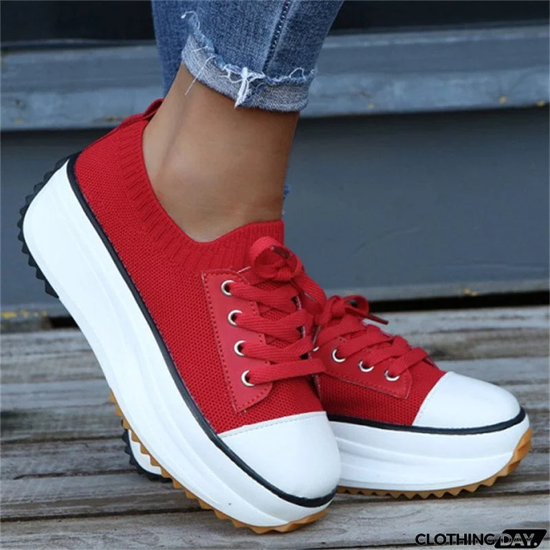 New Mesh Lace-up Outdoor Non-slip Platform Shoes