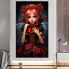(40*70cm)Red Hair Rose Girl - Round AB Drill Diamond Painting