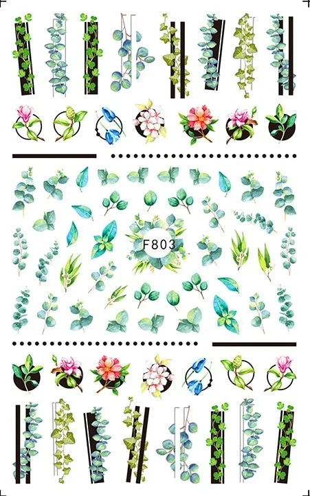 3D Flowers Charms Nail Art Decoration Stickers Geometry Leaf Floral Decorations Nail Design Gel Polish Summer Decals Wraps-Nail Inspo